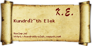 Kundráth Elek névjegykártya