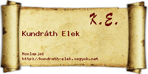 Kundráth Elek névjegykártya